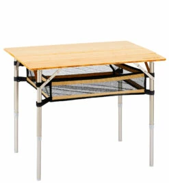 CAMPZ Bamboe Tafel 80x60x65cm Met Opbergnet, Bruin