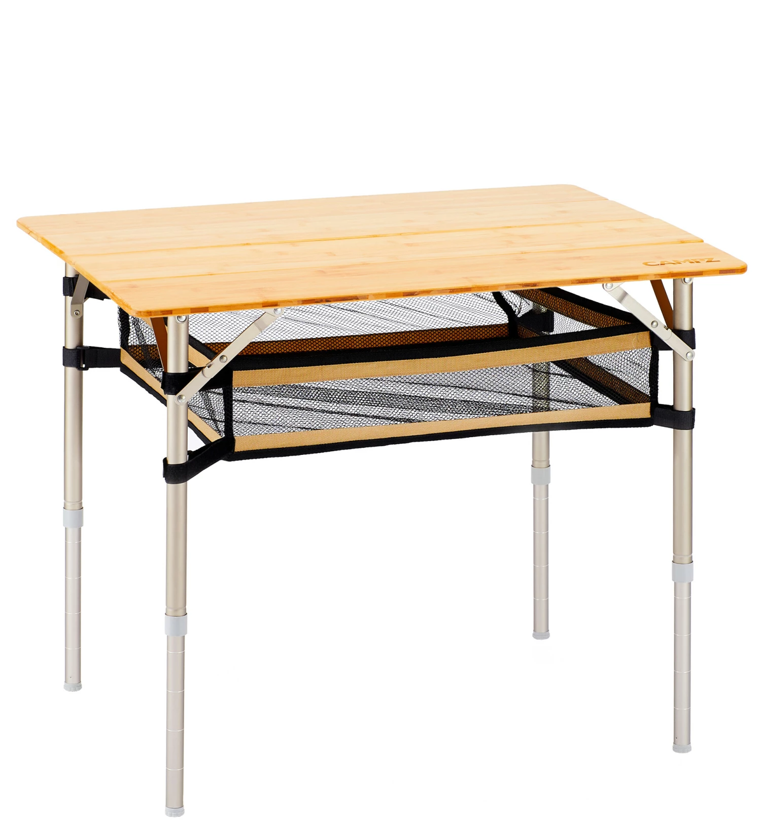 CAMPZ Bamboe Tafel 80x60x65cm Met Opbergnet, Bruin 3 CAMPZ Bamboe Tafel 80x60x65cm Met Opbergnet, Bruin