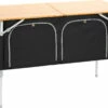 CAMPZ Bamboe Tafel 120x50x80cm Met Opbergplank, Bruin/zwart -Nordisk Winkel campz bamboo table with storage shelf brown black 1