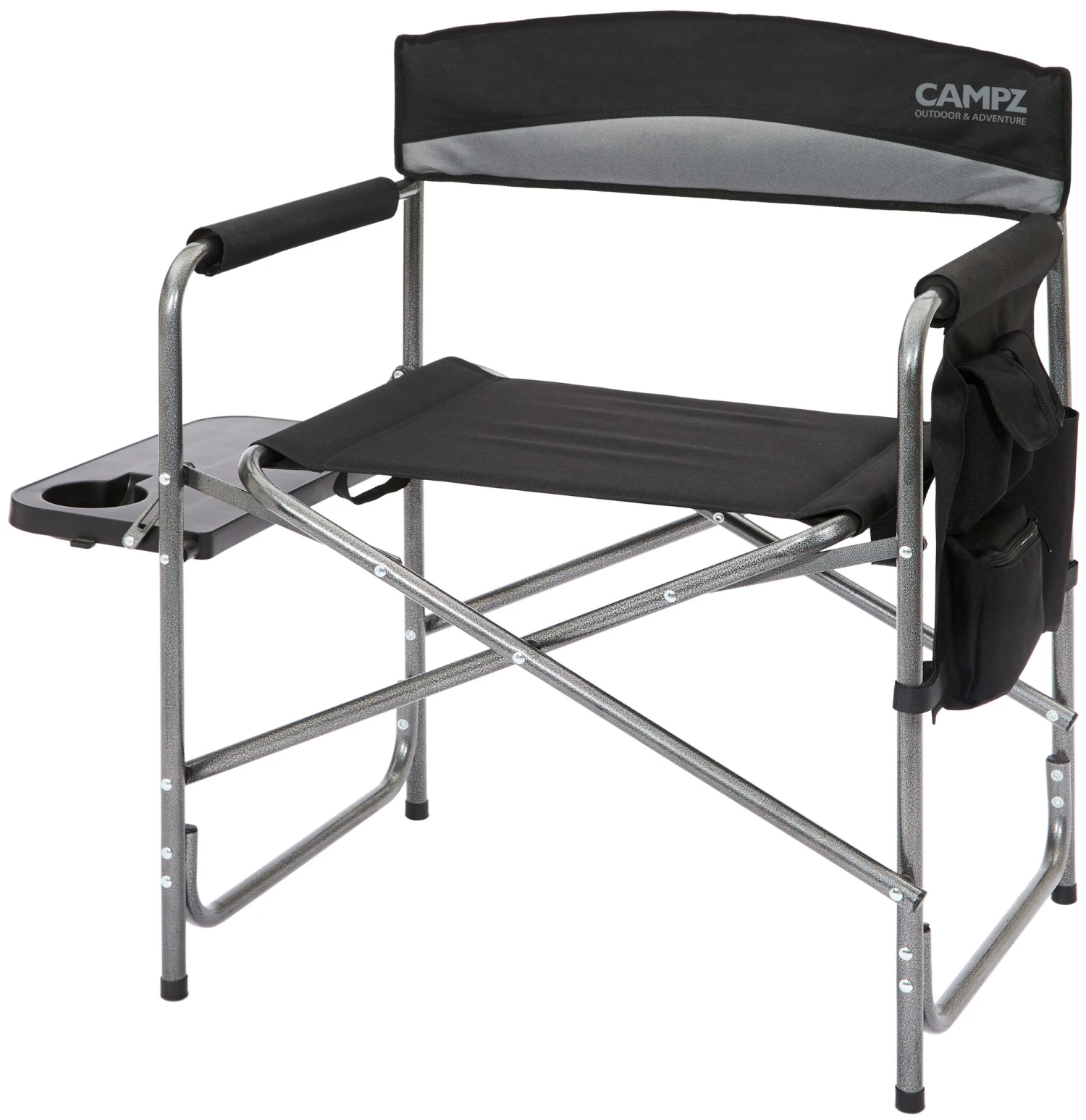 CAMPZ Vouwstoel Met Bijzettafel, Zwart/grijs 3 CAMPZ Vouwstoel Met Bijzettafel, Zwart/grijs