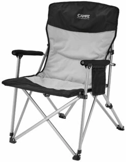 CAMPZ Vouwstoel Met Stalen Armsteunen, Zwart/grijs