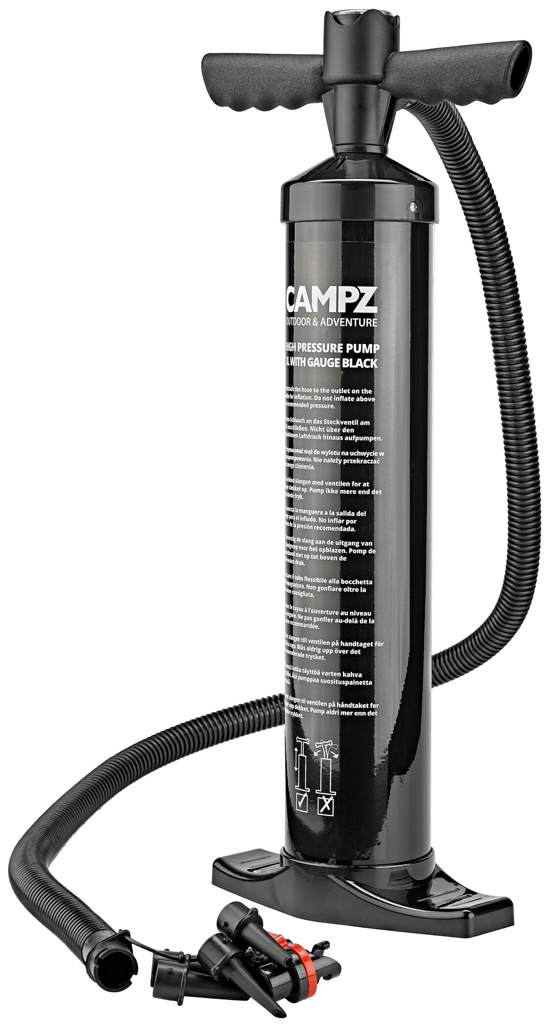 CAMPZ High Pressure Pomp 3l Met Meter, Zwart 3 CAMPZ High Pressure Pomp 3l Met Meter, Zwart