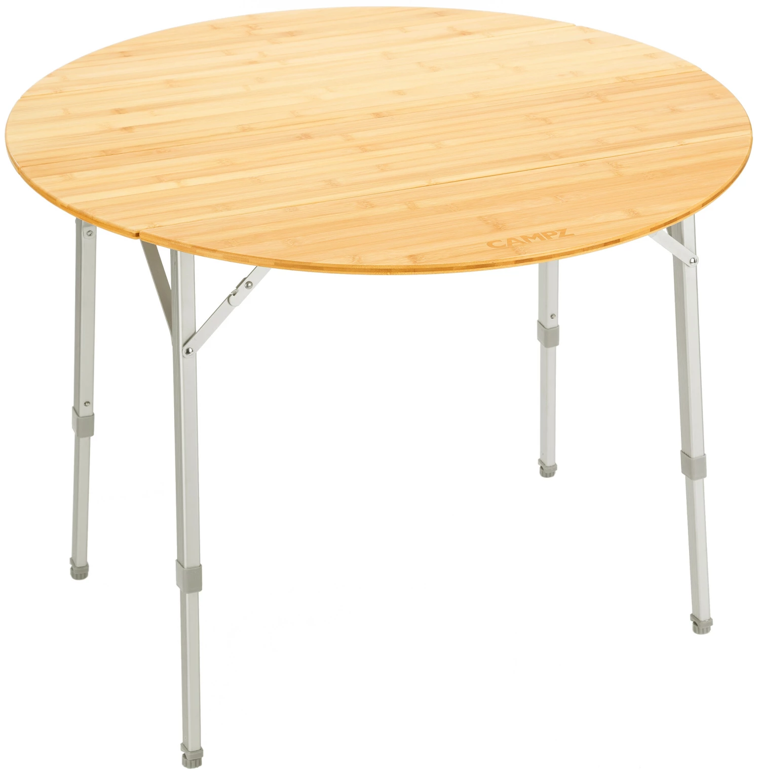 CAMPZ Ronde Bamboe Tafel 90x46/70cm, Bruin/grijs 3 CAMPZ Ronde Bamboe Tafel 90x46/70cm, Bruin/grijs
