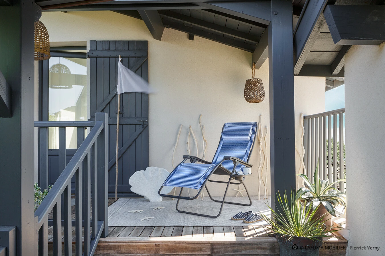 Lafuma Mobilier RSX Clip Relax Stoel, Blauw/wit 3 Lafuma Mobilier RSX Clip Relax Stoel, Blauw/wit