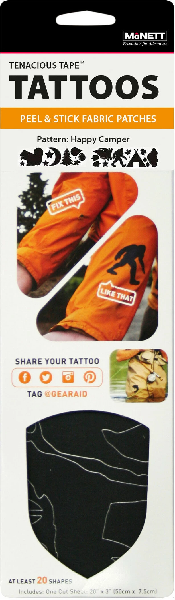 GEAR AID Tenacious Reparatie Tattoos Happy Camper 3 GEAR AID Tenacious Reparatie Tattoos Happy Camper