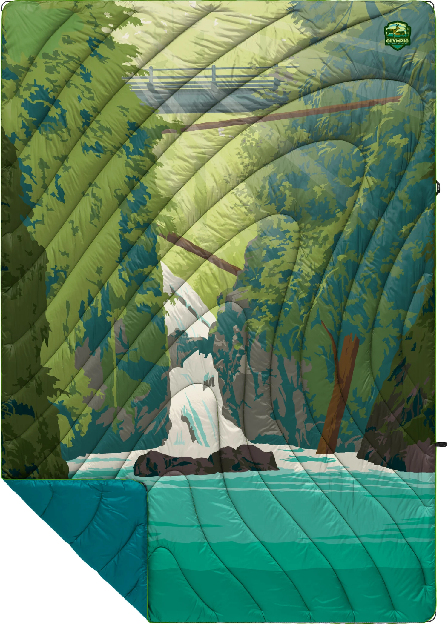 Rumpl Original Puffy Printed Deken 1 Persoon, Groen 3 Rumpl Original Puffy Printed Deken 1 Persoon, Groen