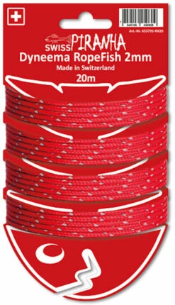 SwissPiranha RopeFish Dyneema Tent Strap 20m X 2mm, Rood